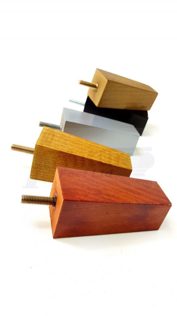 4x REPLACEMENT BLOCK WOOD SETTEE LEGS 100mm High SOFA FURNITURE FEET M8(8mm) - Image 5