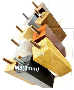4x REPLACEMENT BLOCK WOOD SETTEE LEGS 120mm High SOFA FURNITURE FEET M8(8mm)