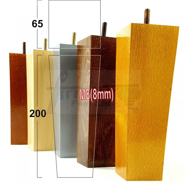 4x REPLACEMENT BLOCK WOODEN FURNITURE SOFA LEGS M8(8mm) CHAIR FEET 200mm HIGH