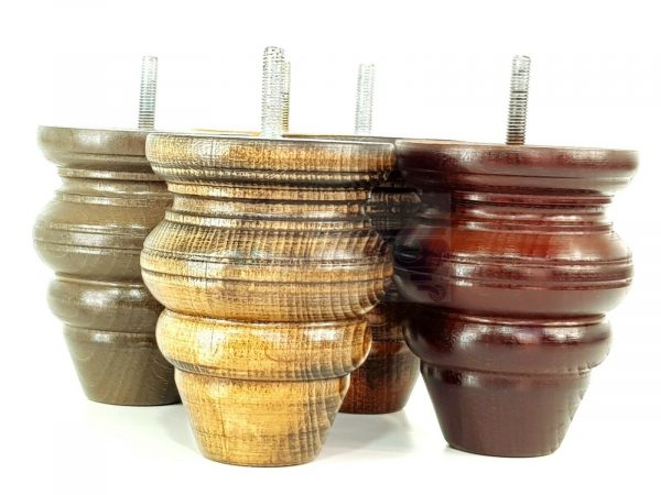 4x Replacment Solid Wood Turned Leg Bun Feet 110mm High Antique Brown M8 - Image 10