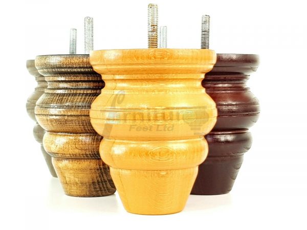 4x Replacment Solid Wood Turned Leg Bun Feet 110mm High Antique Brown M8 - Image 11