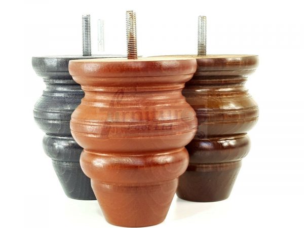 4x Replacment Solid Wood Turned Leg Bun Feet 110mm High Antique Brown M8 - Image 12