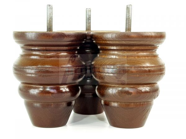 4x Replacment Solid Wood Turned Leg Bun Feet 110mm High Antique Brown M8 - Image 3