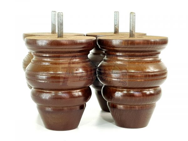 4x Replacment Solid Wood Turned Leg Bun Feet 110mm High Antique Brown M8 - Image 5