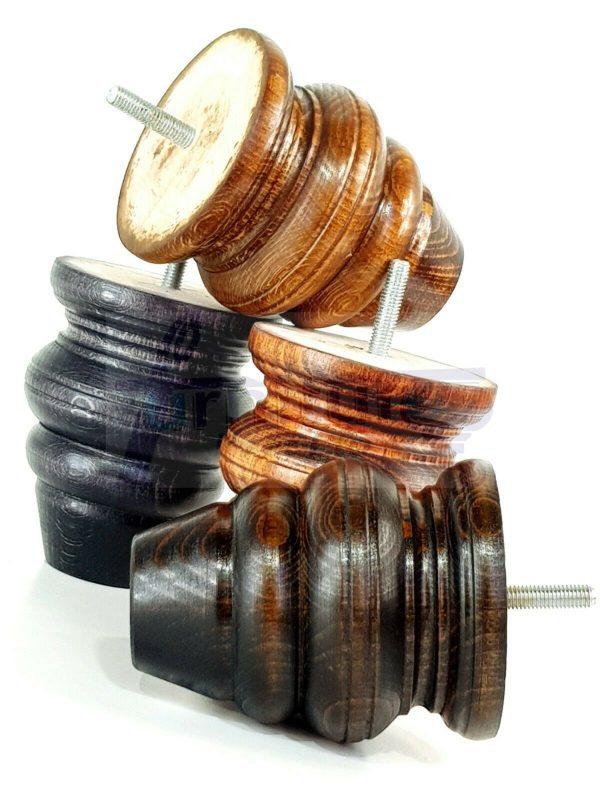 4x Replacment Solid Wood Turned Leg Bun Feet 110mm High Antique Brown M8 - Image 9