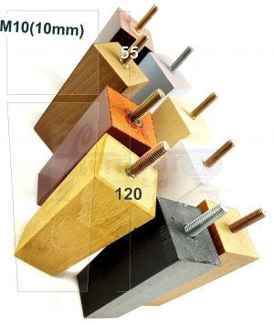 4x REPLACEMENT WOOD FURNITURE SOFA LEGS M10(10mm) CHAIR - SETTEE FEET 120mm HIGH