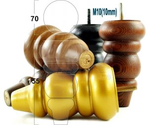 4x REPLACEMENT WOOD FURNITURE SOFA LEGS M10(10mm) CHAIR - SETTEE FEET 155mm HIGH