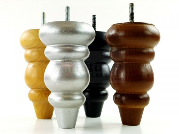 4x REPLACEMENT WOOD FURNITURE SOFA LEGS M10(10mm) CHAIR - SETTEE FEET 155mm HIGH - Image 3