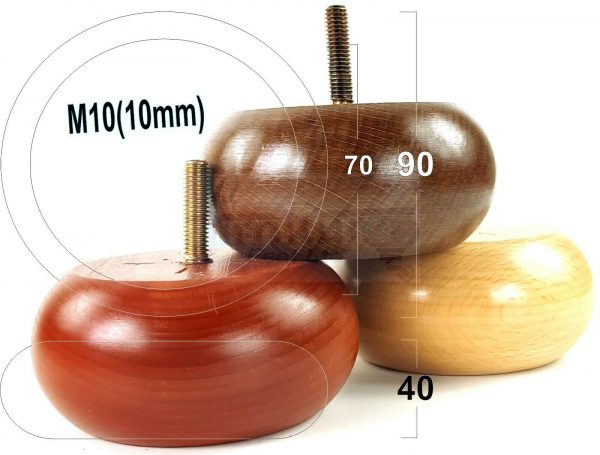 4x REPLACEMENT WOOD FURNITURE SOFA LEGS M10(10mm) CHAIR - SETTEE FEET 40mm HIGH