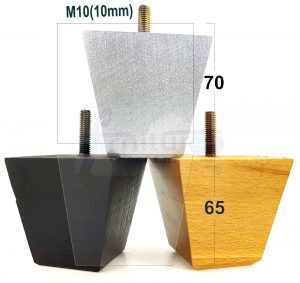 4x REPLACEMENT WOOD FURNITURE SOFA LEGS M10(10mm) CHAIR - SETTEE FEET 65mm HIGH