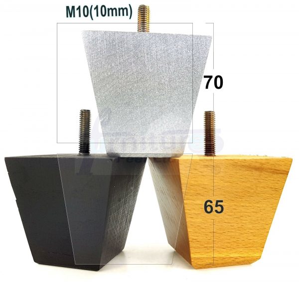 4x REPLACEMENT WOOD FURNITURE SOFA LEGS M10(10mm) CHAIR - SETTEE FEET 65mm HIGH