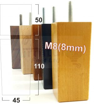 4x REPLACEMENT WOOD FURNITURE SOFA LEGS M8(8mm) CHAIR - SETTEE FEET 110mm HIGH