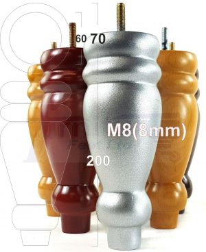 4x REPLACEMENT WOOD FURNITURE SOFA LEGS M8(8mm) CHAIR - SETTEE FEET 200mm HIGH