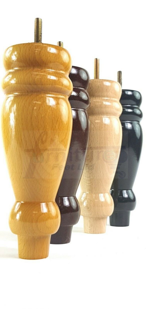 4x REPLACEMENT WOOD FURNITURE SOFA LEGS M8(8mm) CHAIR - SETTEE FEET 200mm HIGH - Image 3