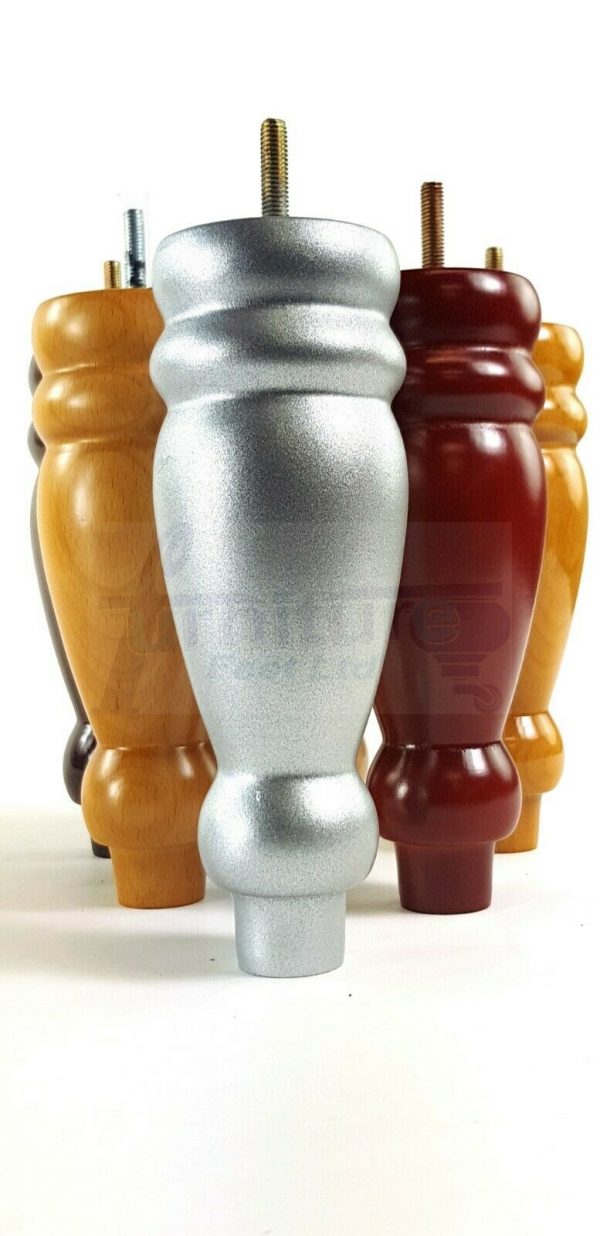 4x REPLACEMENT WOOD FURNITURE SOFA LEGS M8(8mm) CHAIR - SETTEE FEET 200mm HIGH - Image 4