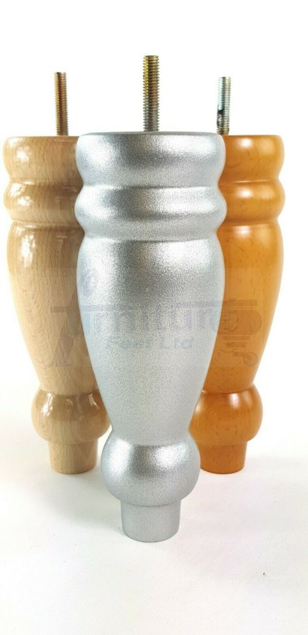 4x REPLACEMENT WOOD FURNITURE SOFA LEGS M8(8mm) CHAIR - SETTEE FEET 200mm HIGH - Image 6