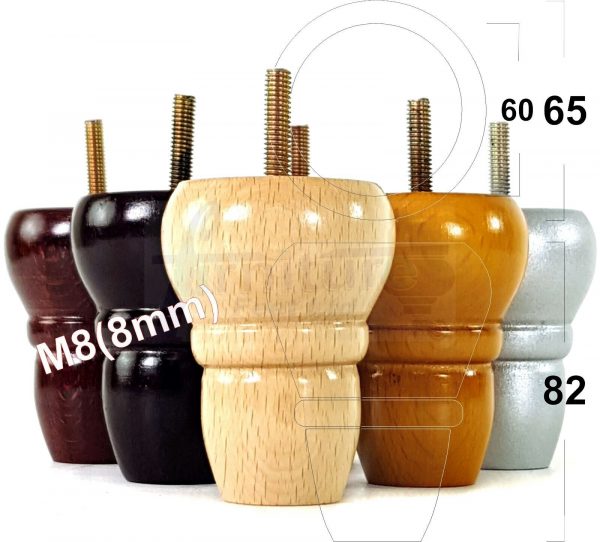 4x REPLACEMENT WOOD FURNITURE SOFA LEGS M8(8mm) CHAIR - SETTEE FEET 82mm HIGH