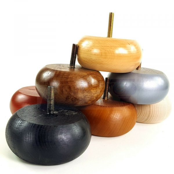 4x ROUND BUN WOODEN SOFA LEGS 40mm High CHAIR REPLACEMENT FURNITURE FEET M8(8mm) - Image 4