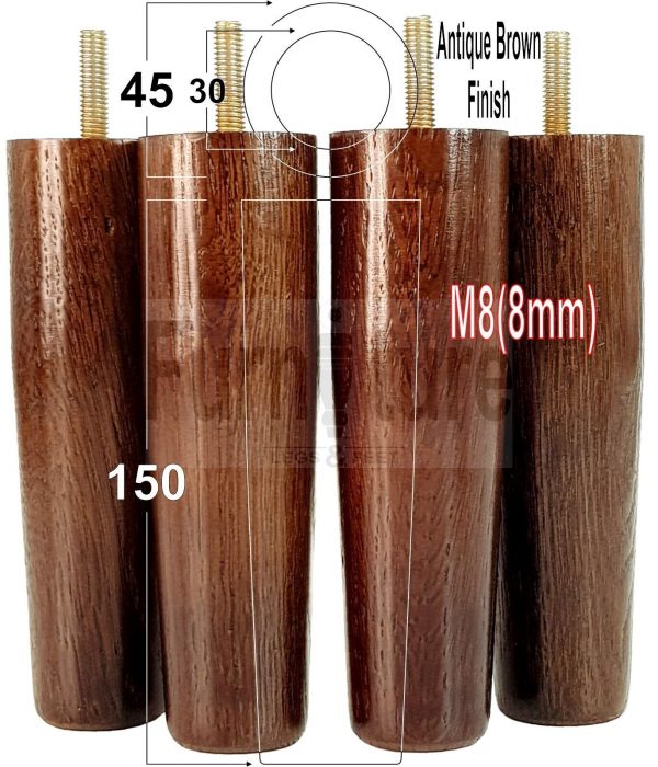 4x Replacement Legs Solid Oak Wood Settee Furniture Feet 150mm Sofa Chair Bed M8