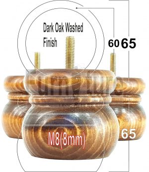 4x Replacement Solid Wood Furniture Sofa Legs Settee, Chair Feet 60mm High M8