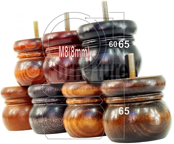 4x Replacement Solid Wood Furniture Sofa Legs Settee, Chair Feet 60mm High M8 - Image 13