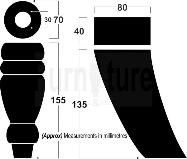 4x Replacement Wood Furniture Sofa Legs M8 Chair, Couch Settee Feet 155mm High - Image 2