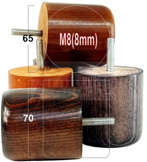 4x Round Solid Wood Furniture Feet Sofa Legs 70mm High for Chairs, Settees M8