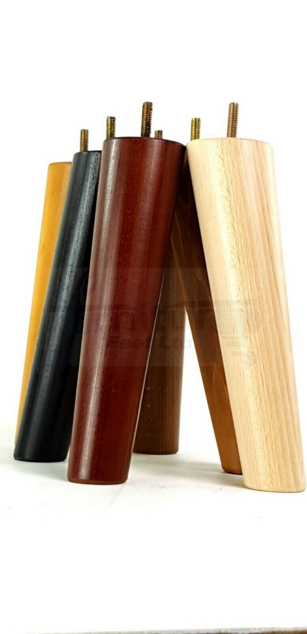 4x SOLID WOOD ANGLED SETTEE LEGS 220mm High FURNITURE REPLACEMENT FEET M8(8mm) - Image 3