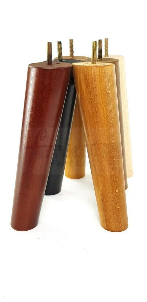 4x SOLID WOOD ANGLED SETTEE LEGS 220mm High FURNITURE REPLACEMENT FEET M8(8mm) - Image 4
