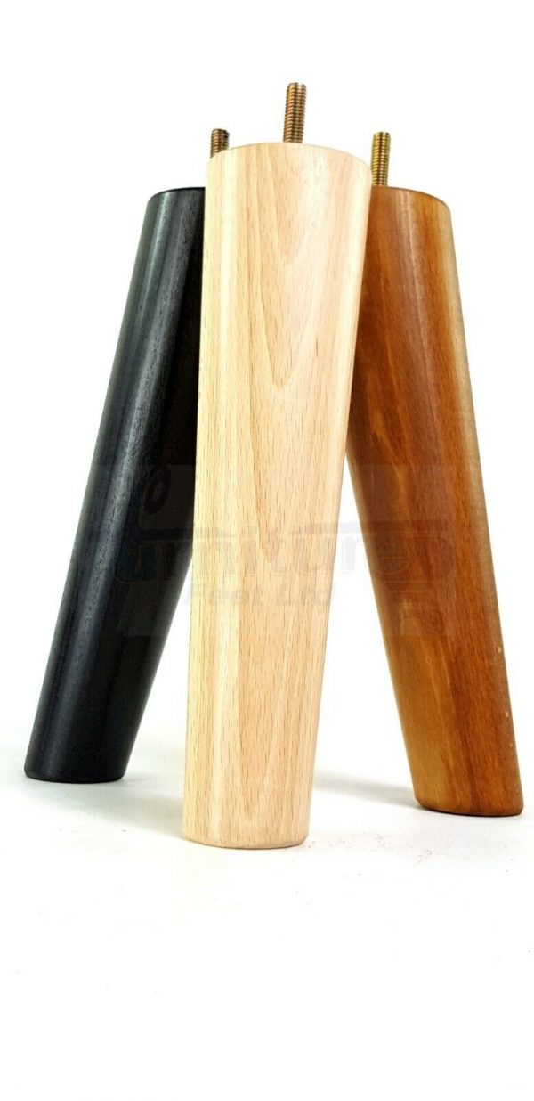 4x SOLID WOOD ANGLED SETTEE LEGS 220mm High FURNITURE REPLACEMENT FEET M8(8mm) - Image 5