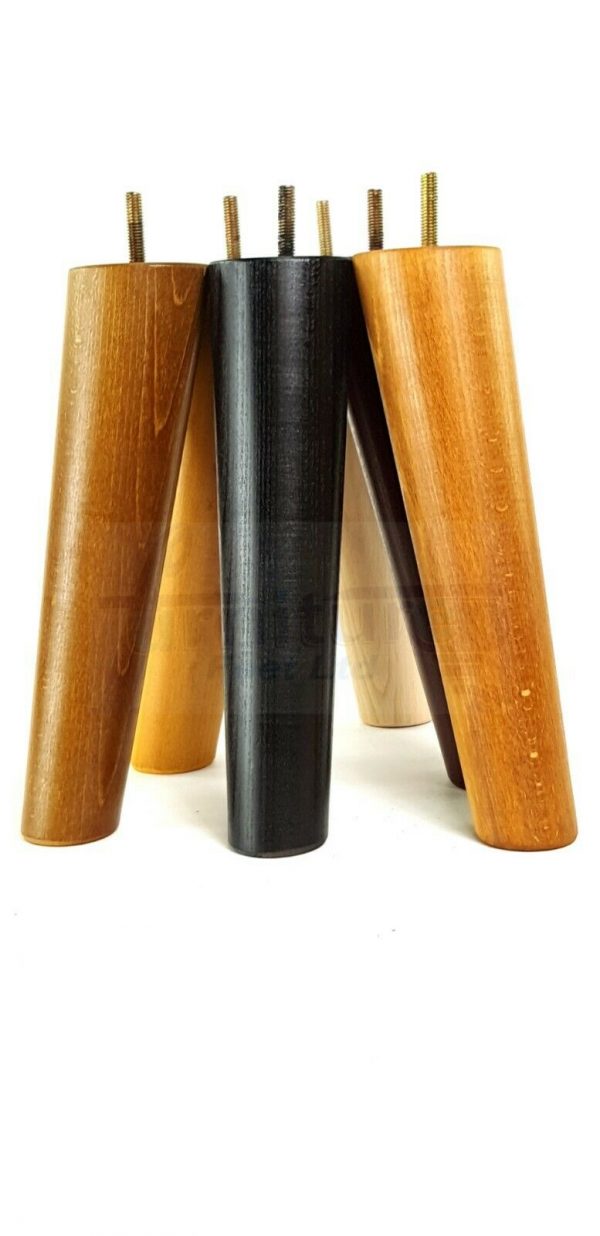 4x SOLID WOOD ANGLED SETTEE LEGS 230mm High FURNITURE REPLACEMENT FEET M8(8mm) - Image 8