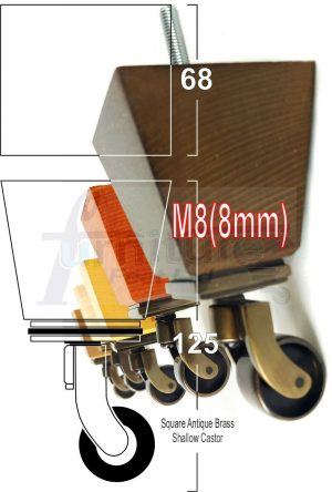 4x SOLID WOOD ANTIQUE CASTOR FURNITURE SETTEE LEGS M8(8mm) SOFA FEET 125mm HIGH