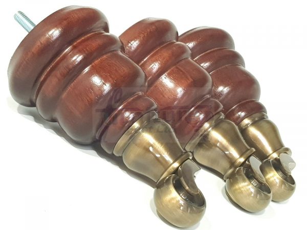 4x SOLID WOOD BRASS CASTOR FURNITURE CHAIR LEGS M8(8mm) SOFA FEET 155mm HIGH - Image 5