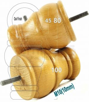 4x SOLID WOOD BUN FEET OAK TURNED WOOD FURNITURE LEGS  SOFA, CHAIR, STOOLS M10
