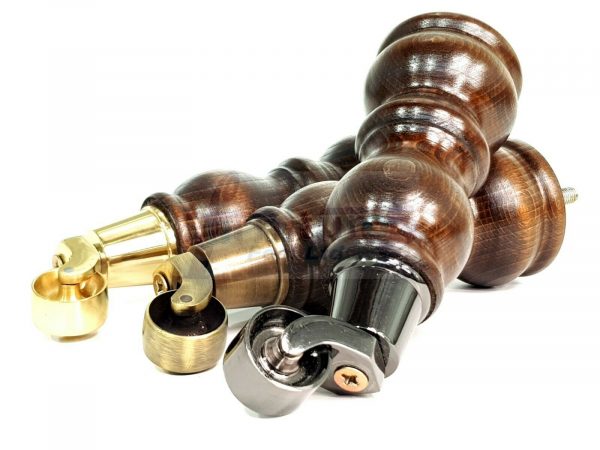 4x Solid Wood Furniture Sofa Legs M8 Replacment Feet With Castors 215mm 8.3 Inch High Dark Walnut Wash - Image 9