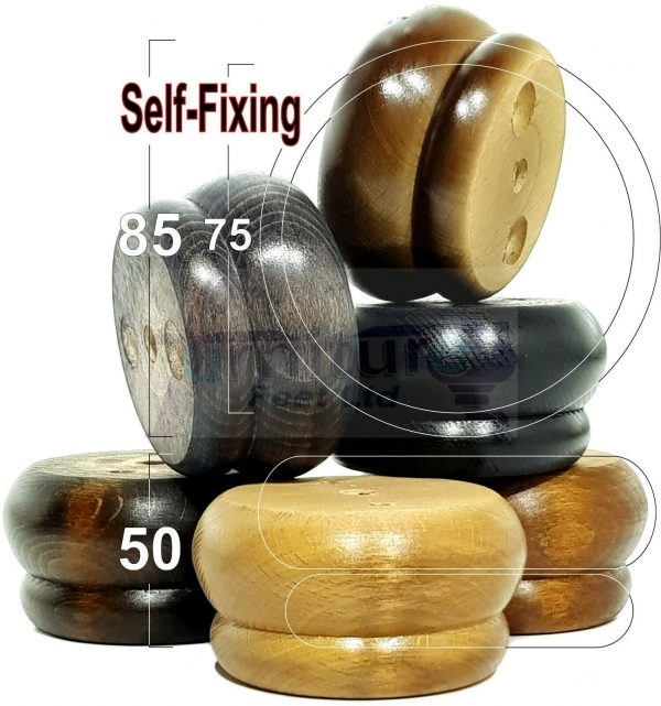4x SOLID WOODEN FURNITURE LEGS CHAIR REPLACEMENT BUN FEET 50mm HIGH Self-Fixing