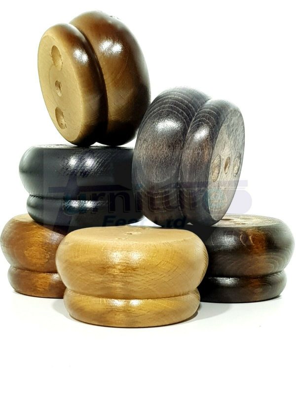 4x SOLID WOODEN FURNITURE LEGS CHAIR REPLACEMENT BUN FEET 50mm HIGH Self-Fixing - Image 3