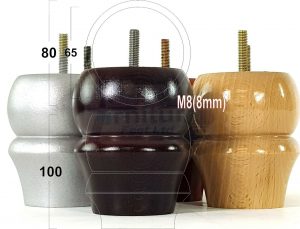 4x SOLID WOODEN FURNITURE LEGS M8(8mm) CHAIR REPLACEMENT BUN FEET 100mm HIGH