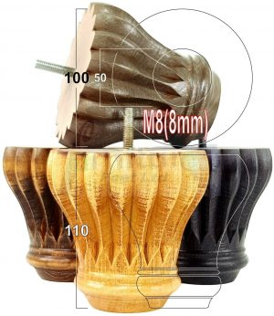 4x SOLID WOODEN FURNITURE LEGS M8(8mm) CHAIR REPLACEMENT BUN FEET 110mm HIGH