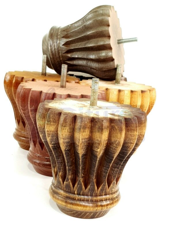 4x SOLID WOODEN FURNITURE LEGS M8(8mm) CHAIR REPLACEMENT BUN FEET 110mm HIGH - Image 4