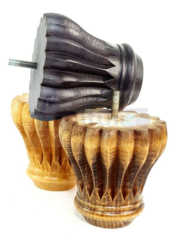 4x SOLID WOODEN FURNITURE LEGS M8(8mm) CHAIR REPLACEMENT BUN FEET 110mm HIGH - Image 6