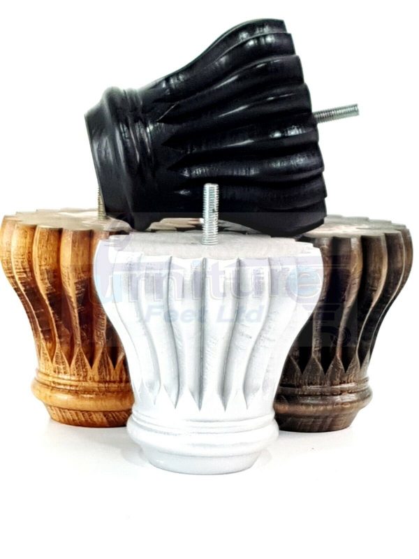 4x SOLID WOODEN FURNITURE LEGS M8(8mm) CHAIR REPLACEMENT BUN FEET 110mm HIGH - Image 9