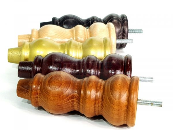 4x Solid Wood Furniture Legs M8(8mm) Chair Replacement Turned Bun Feet 160mm High - Image 9