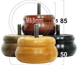 4x SOLID WOODEN FURNITURE LEGS M8(8mm) CHAIR REPLACEMENT BUN FEET 50mm HIGH