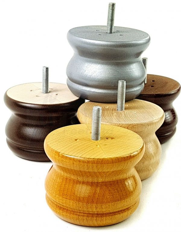 4x SOLID WOODEN FURNITURE LEGS M8(8mm) CHAIR REPLACEMENT BUN FEET 70mm HIGH - Image 3