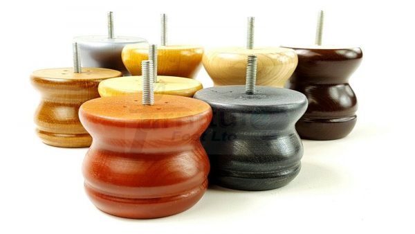 4x SOLID WOODEN FURNITURE LEGS M8(8mm) CHAIR REPLACEMENT BUN FEET 70mm HIGH - Image 7