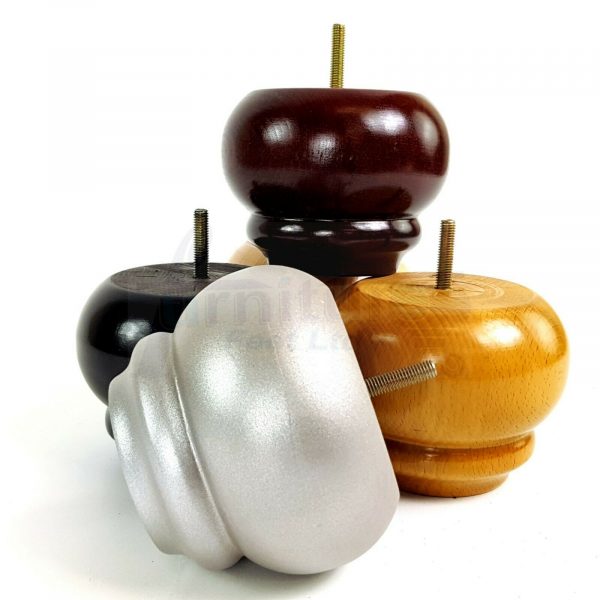 4x SOLID WOODEN FURNITURE LEGS M8(8mm) CHAIR REPLACEMENT BUN FEET 90mm HIGH - Image 5