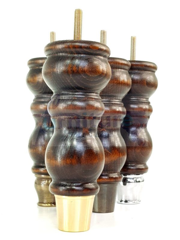 4x Slipper Cup Turned Wood Furniture Legs M8 Replacement Chair Feet Couch 175mm - Image 3