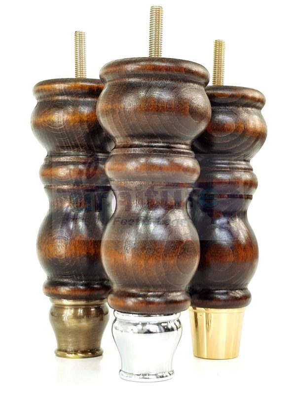 4x Slipper Cup Turned Wood Furniture Legs M8 Replacement Chair Feet Couch 175mm - Image 4