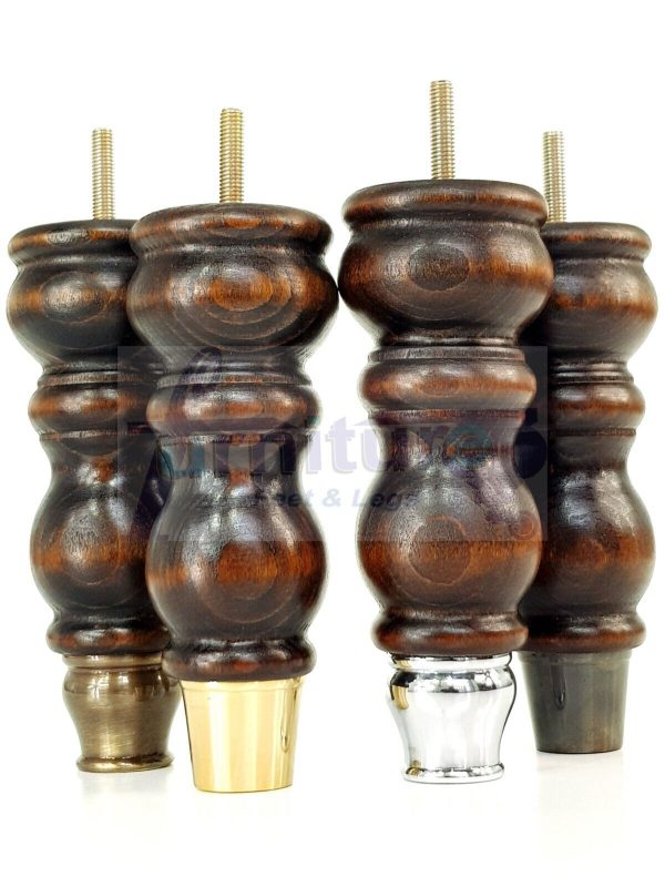 4x Slipper Cup Turned Wood Furniture Legs M8 Replacement Chair Feet Couch 175mm - Image 8
